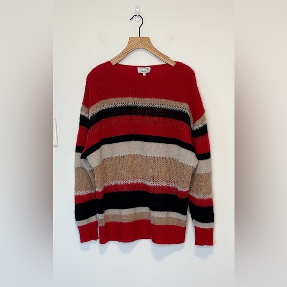 & Other Stories Stockholm atelier Red Striped Wool Thin Knit  Sweater , sz : XS - Picture 2 of 9